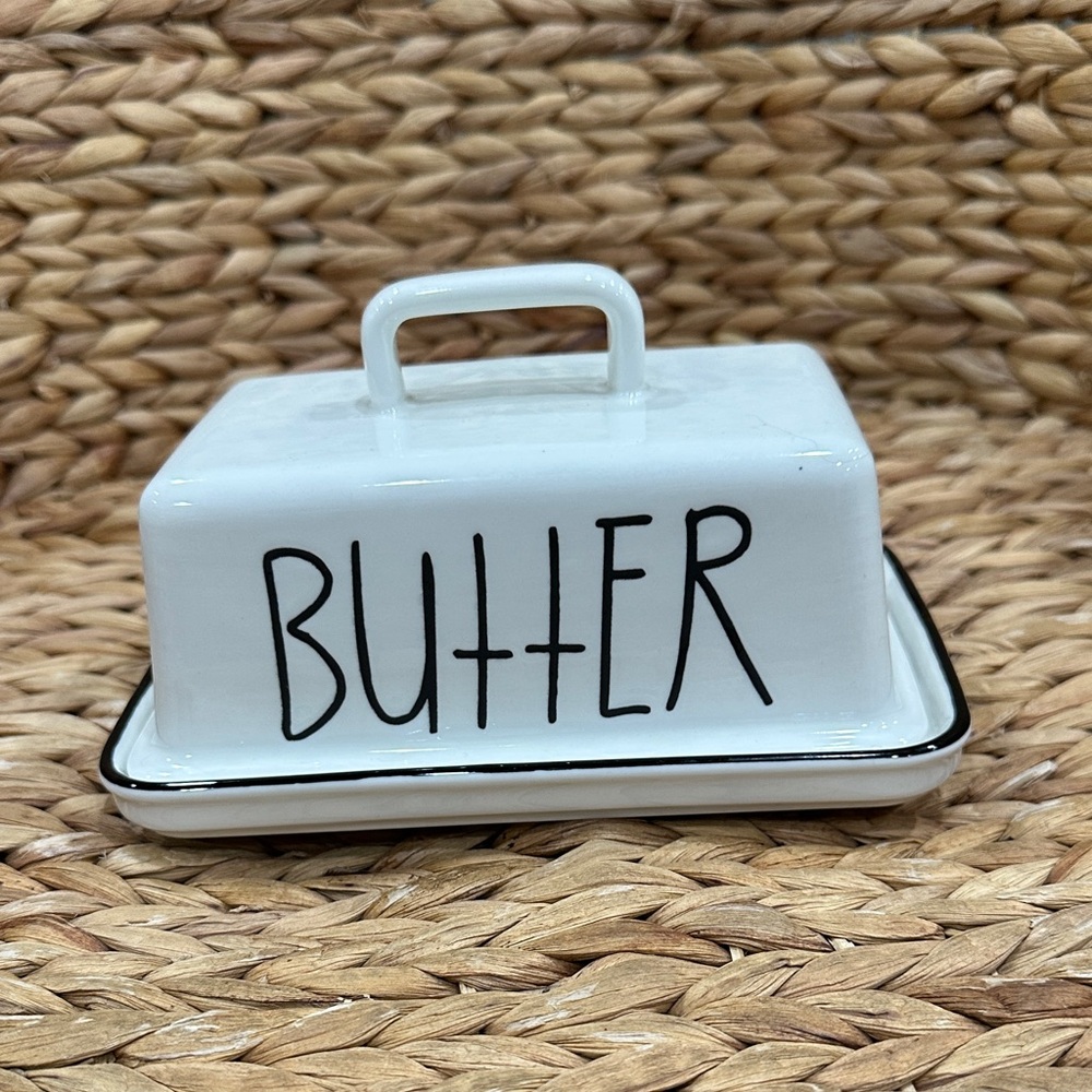 Black & White Butter Dish with Lid
